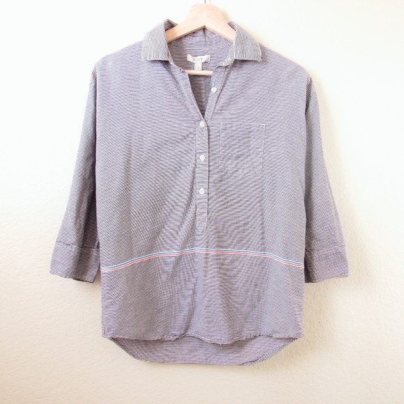 J. Crew Tops - J.Crew • 3/4 Sleeve Striped Button Blouse